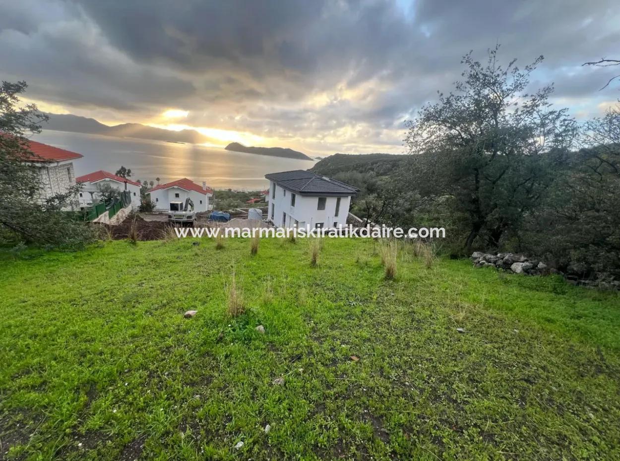 800M2 Grundstück Zum Verkauf Im Dorf Marmaris Söğüt Mit Meerblick 2 Villen Zoniert Oder Für Den Hotelbau Geeignet
