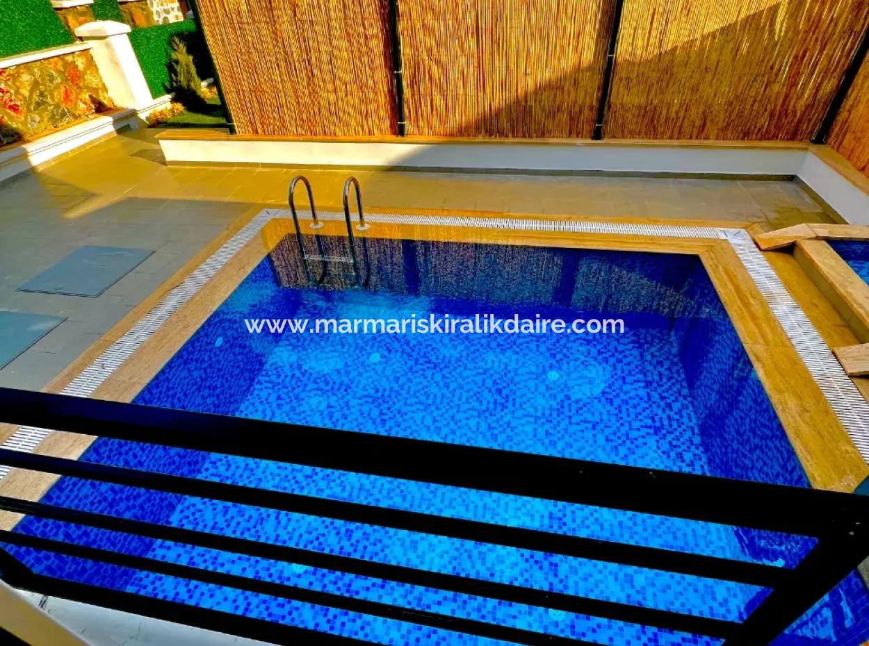 3 Rooms, 1 Living Room, 3 Bathrooms, Ultra-Luxury Daily Rental Villa With Fully Detached Swimming Pool In Marmaris Cetibeli Neighborhood