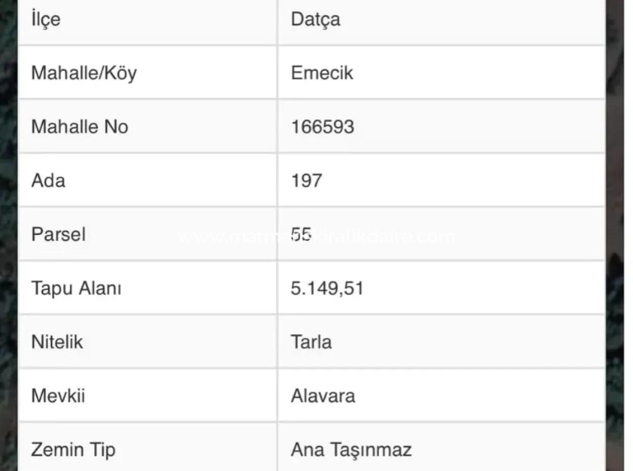 Land For Sale In Avlana Neighborhood Of Datca District Close To The Sea Of 5200M2 Suitable For Investment