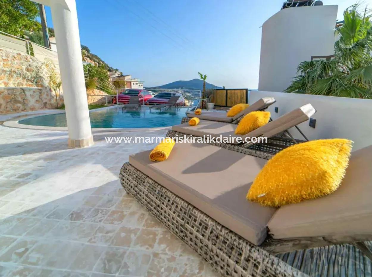 A Detached Villa For Sale With A Magnificent Sea View Swimming Pool In Kalkan Is A Custom-Made Villa