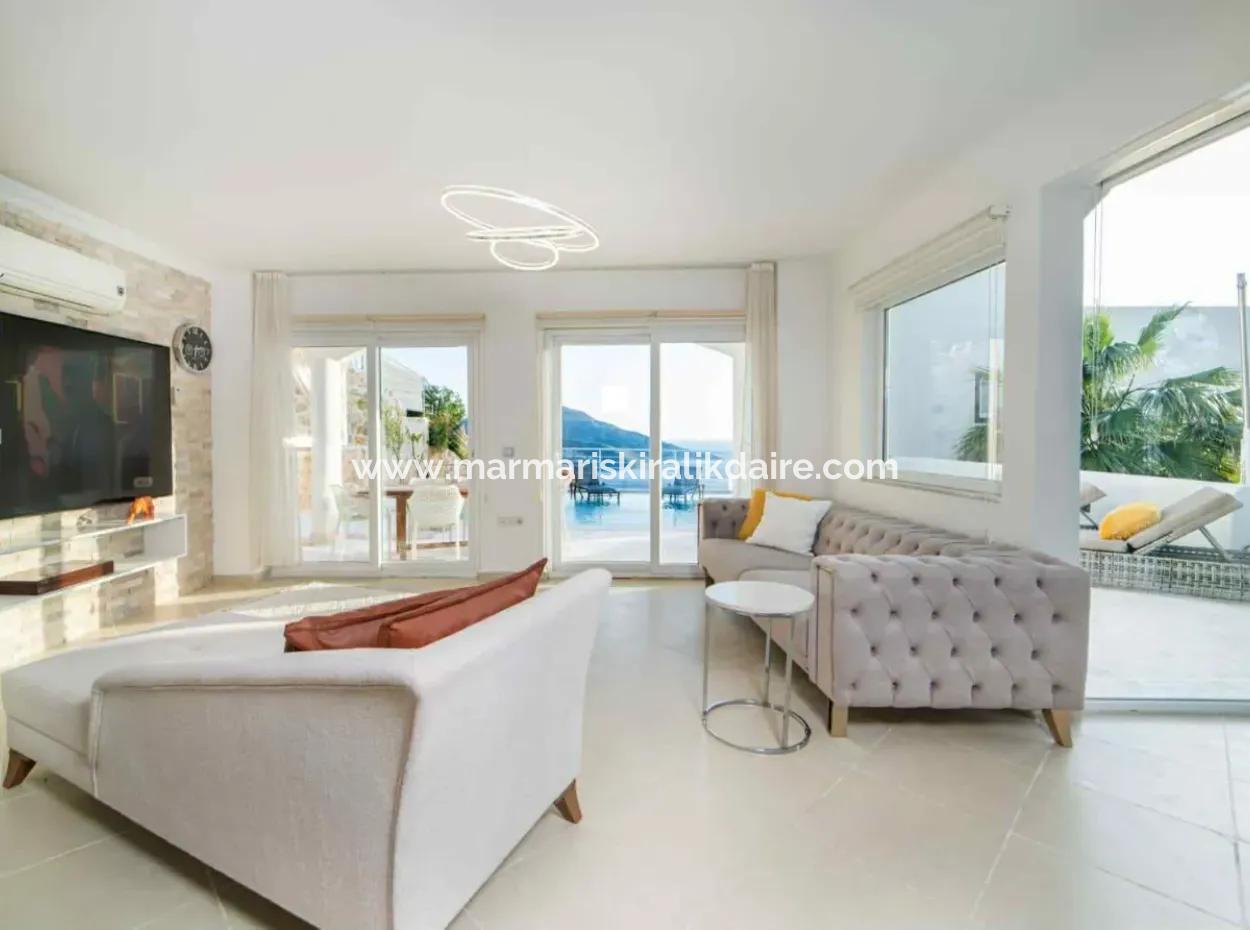 A Detached Villa For Sale With A Magnificent Sea View Swimming Pool In Kalkan Is A Custom-Made Villa