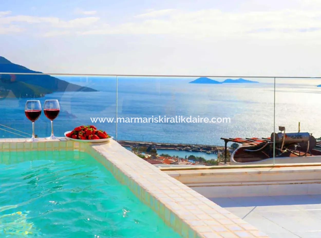 A Detached Villa For Sale With A Magnificent Sea View Swimming Pool In Kalkan Is A Custom-Made Villa