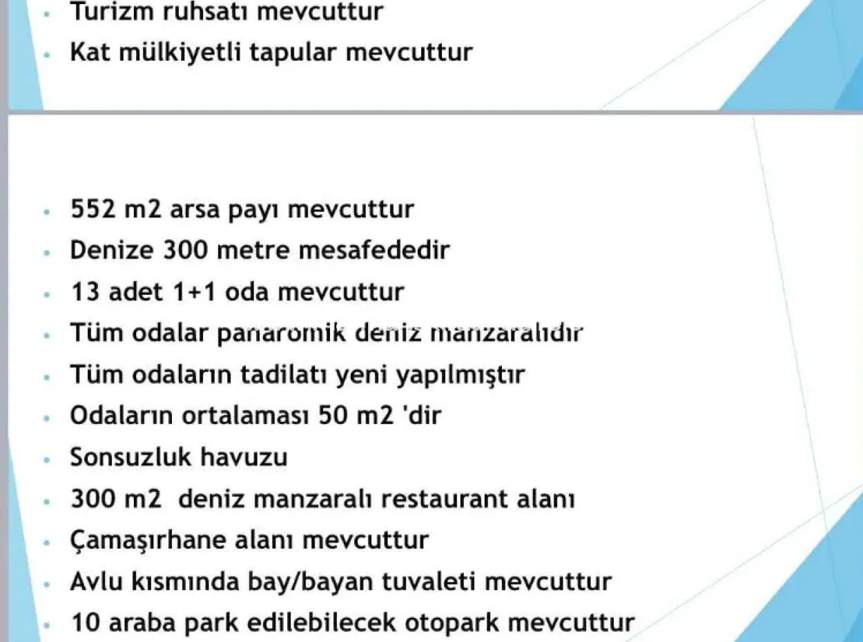 Emlakçıdan Marmaris Turunç Koyunda Deniz Manzaralı Satılık Butik Otel  Odalı